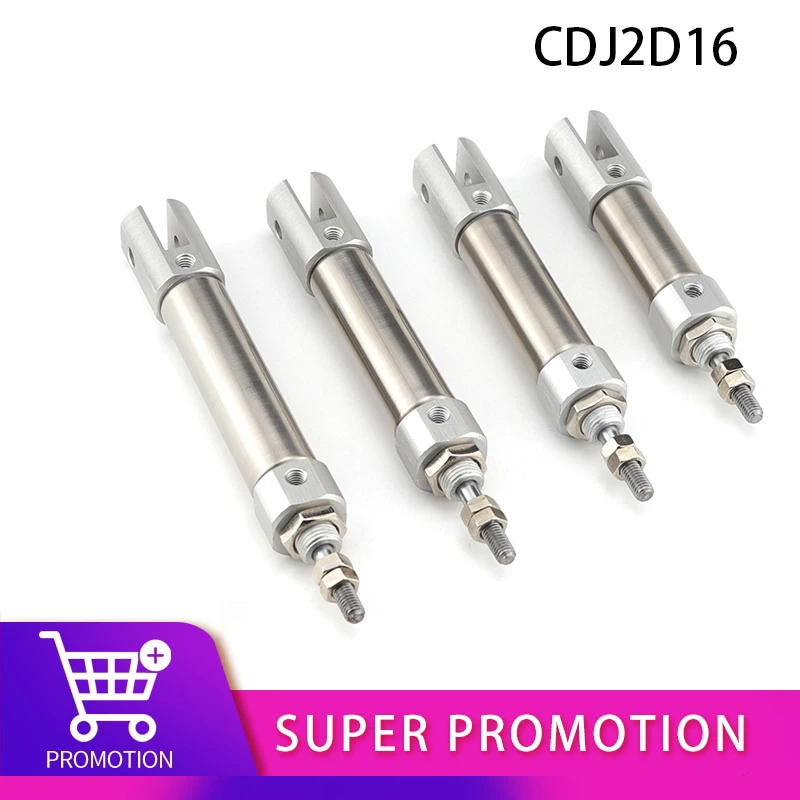 CDJ2D16 Stroke 5~200mm Double clevis Mini Pneumatic Cylinder with pins Single Rod AirCylinder pencil micro double earrings