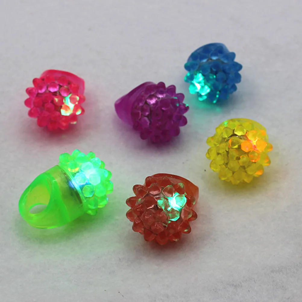 

10 Pcs LED Flashing Rings Bumpy Strawberry Shaped Jelly Fluorescence
