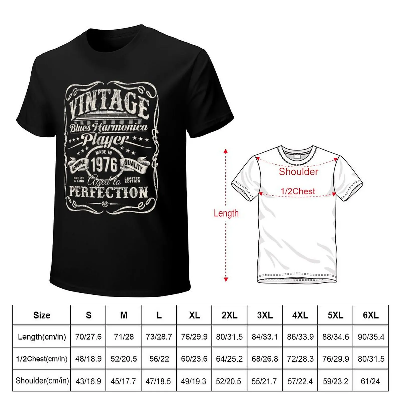 Adam Gussow's Vintage Blues Harmonica Player Made in 1976 T-Shirt t shirts for man graphic funny T-Shirt