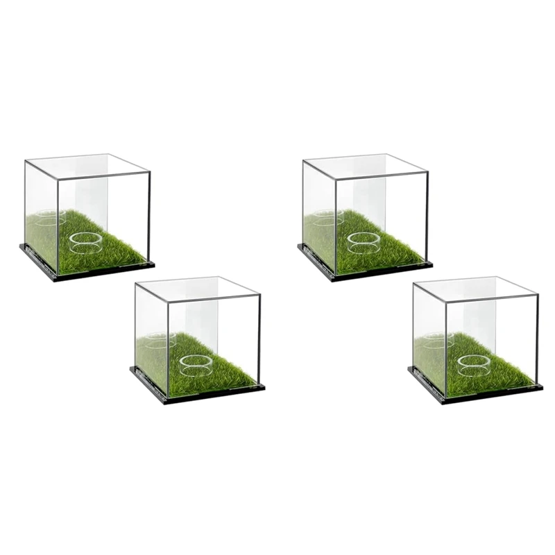 4X Golf Display Box Acrylic Golf Stand Transparent Display Box Square Display Box With Green Base