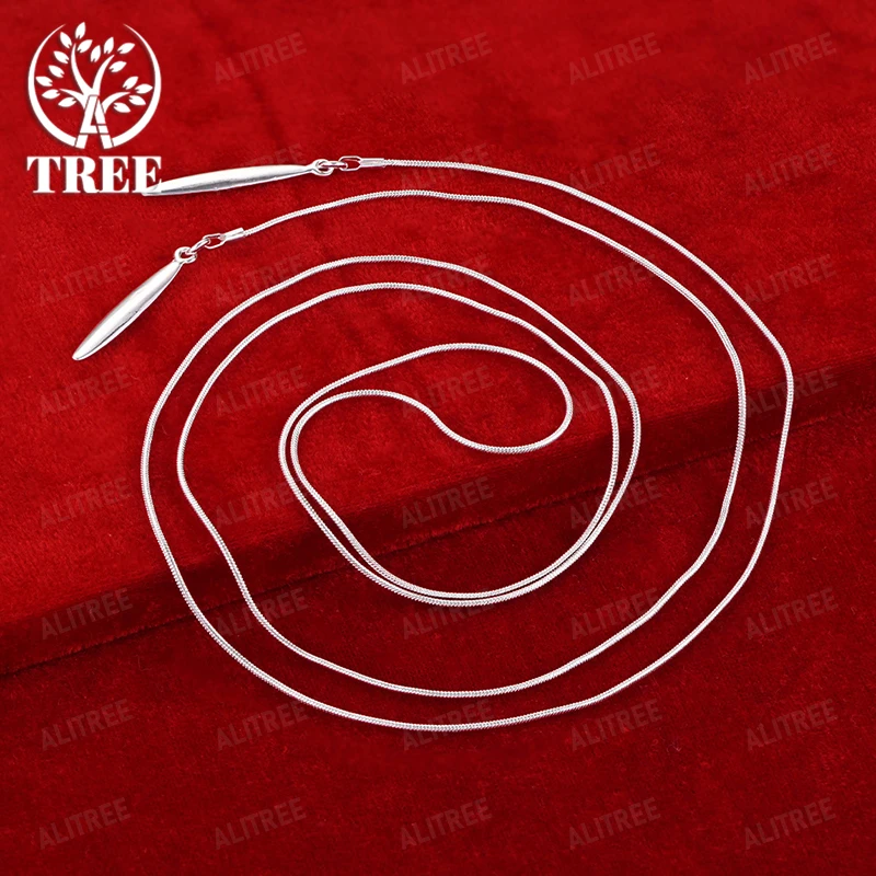 

Nice 925 Sterling Silver Long Leaf Pendant Necklace Snake Chain Women Fashion Accessories Birthday Party Gifts Elegant Jewelry