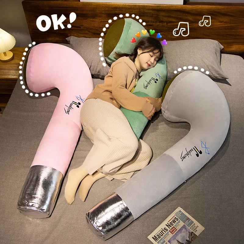 80cm Creative Large Earphones Long Plush Pillow Stuffed Earphones Plushies Doll Soft Toys for Girls Girlfriend Kawaii Room Decor