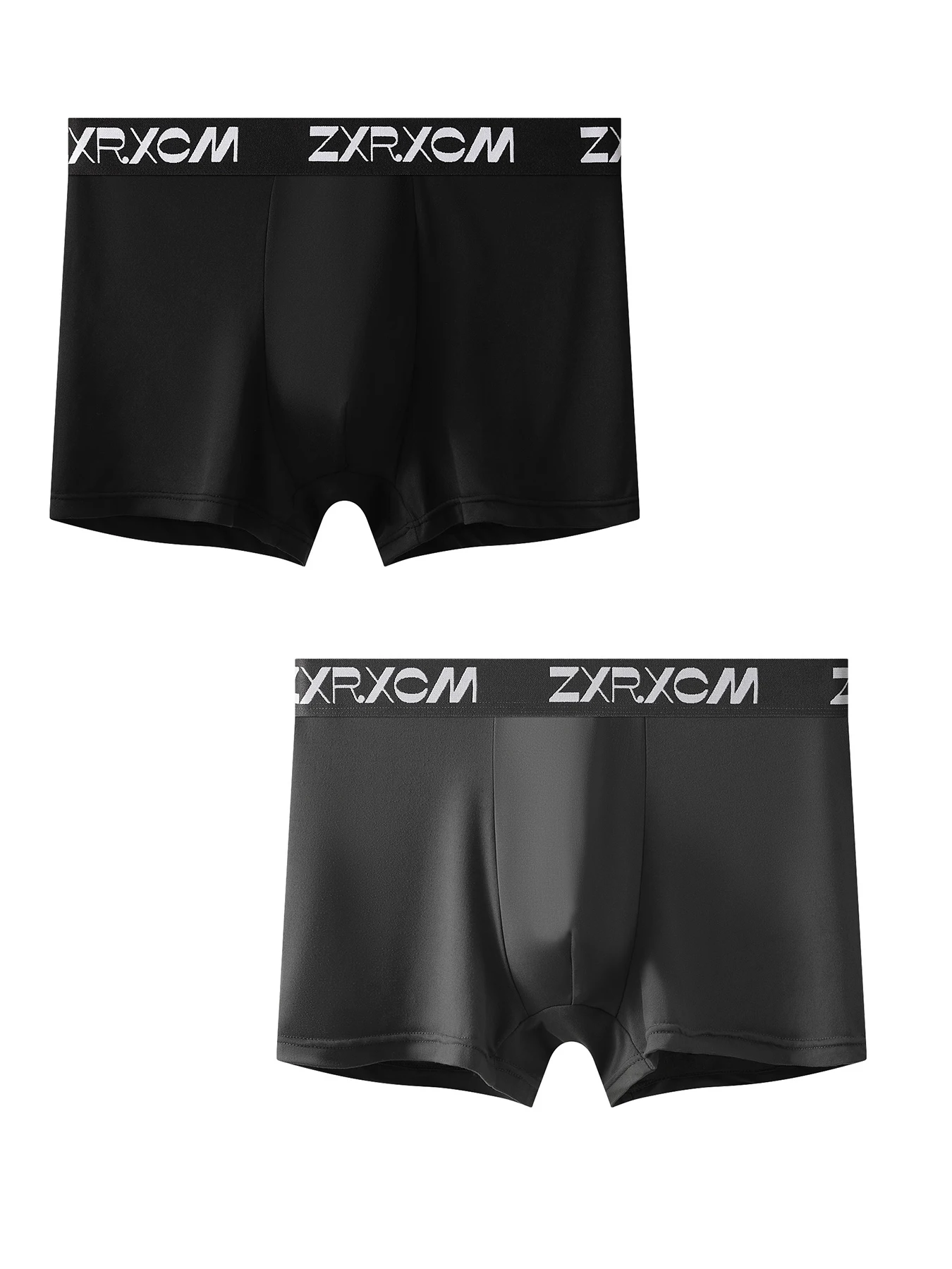 

2-Piece Polyester Men's Boxer Briefs Set - Smooth "ZXRXCM" Waistband Underwear