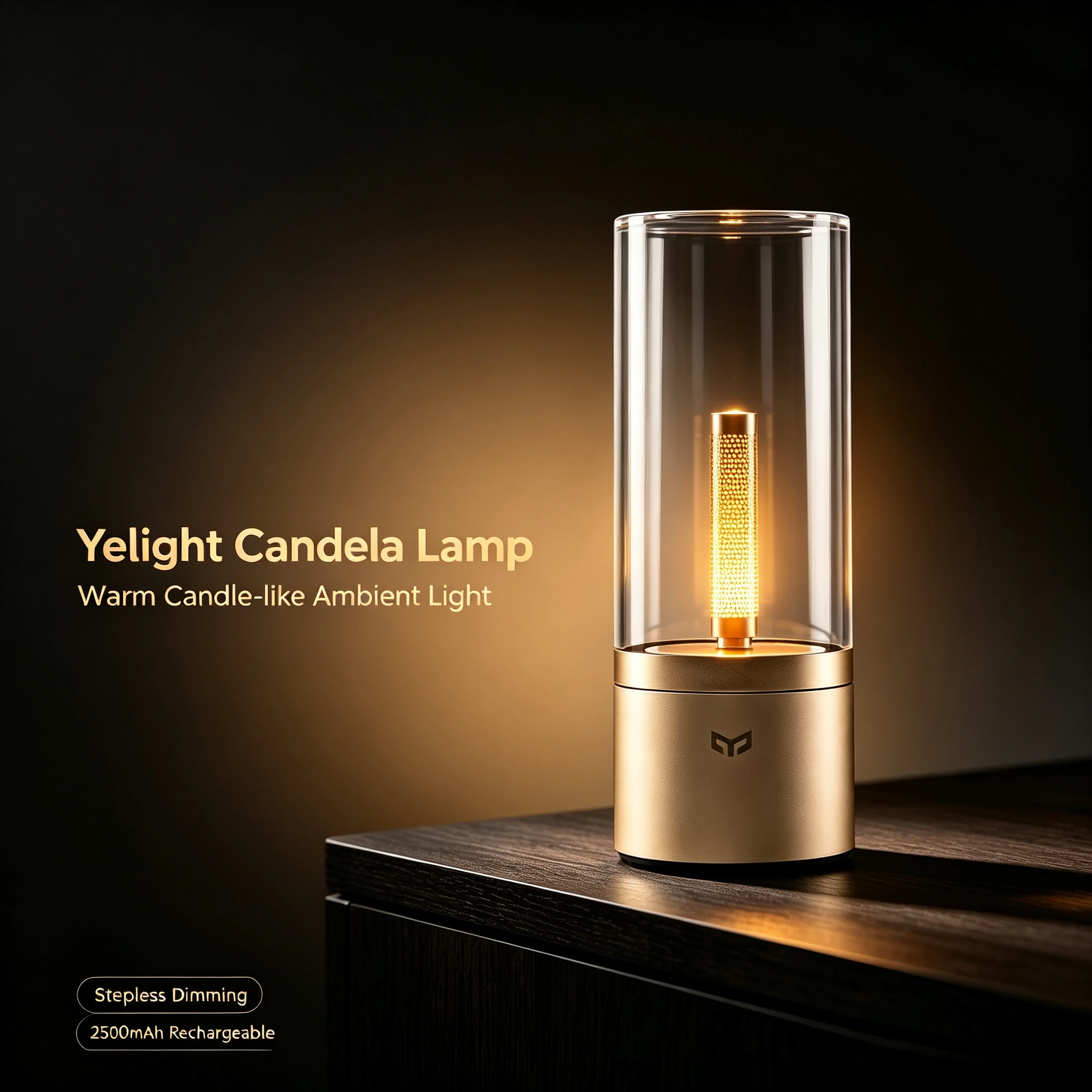 Yeelight Rechargeable Candela Lamp LED Night Light,Romantic Mood Atmosphere Lamp Stepless Dimming Bedside Lamp for Bedroom Party