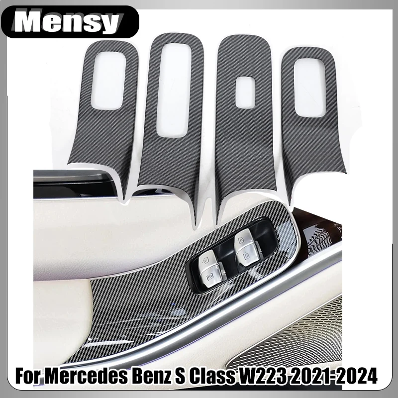 

For Mercedes Benz S Class W223 2021-2024 LHD Window Glass Lifting Buttons Frame Decoration Cover Trim Car Accessories
