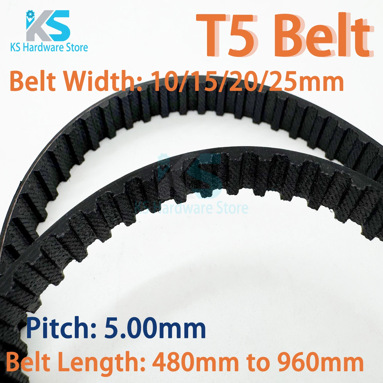 T5 Timing Belt Rubber Closed Loop Length 480 500 520 550 575 600 610 810 850 960mm T5 Width 10/15/20/25mm T5 Synchronous Belt