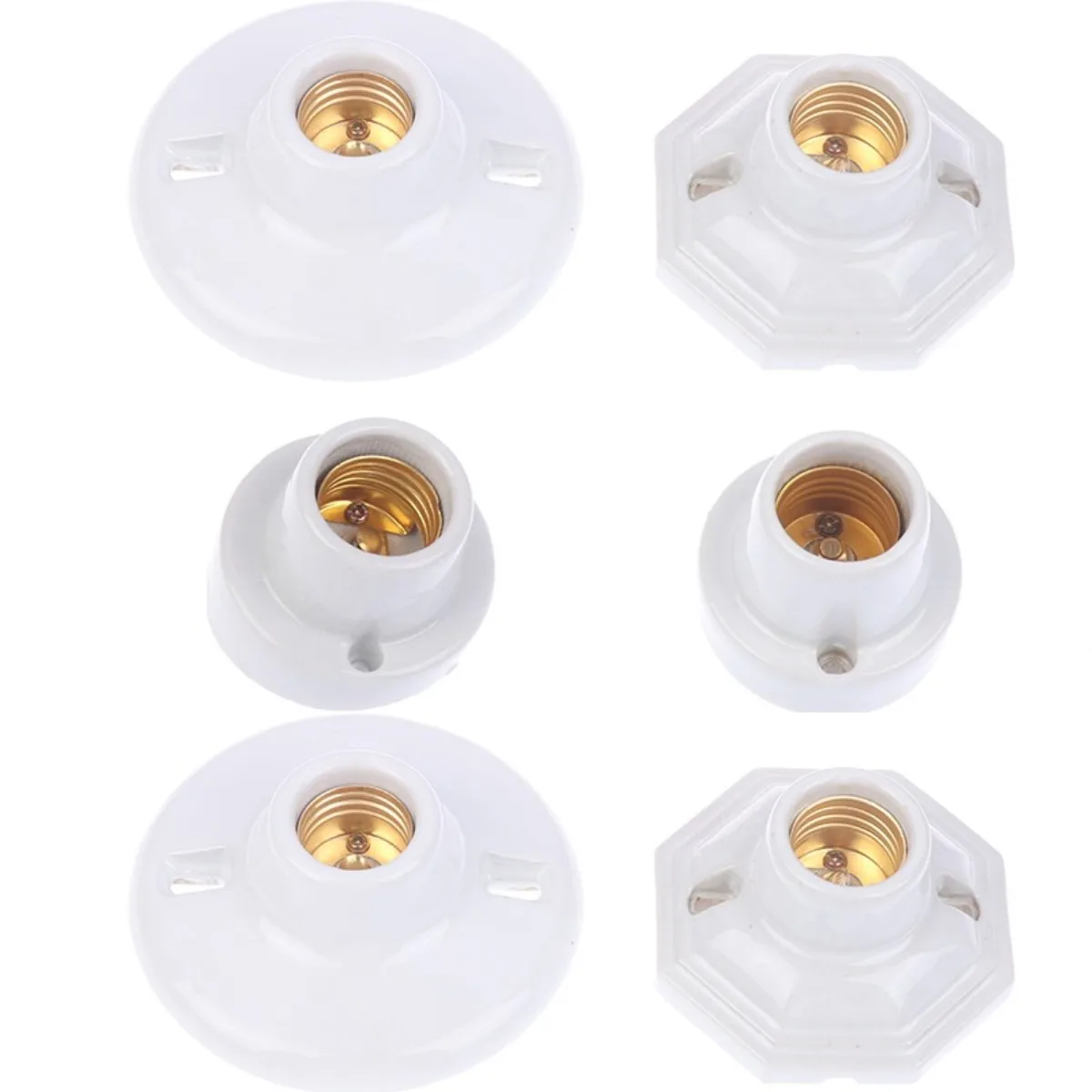 New 4 Styles High Temperature Resistant All Ceramic Lamp Holder Screw E27 All Copper Core High Quality Ceramic Light Base Holder