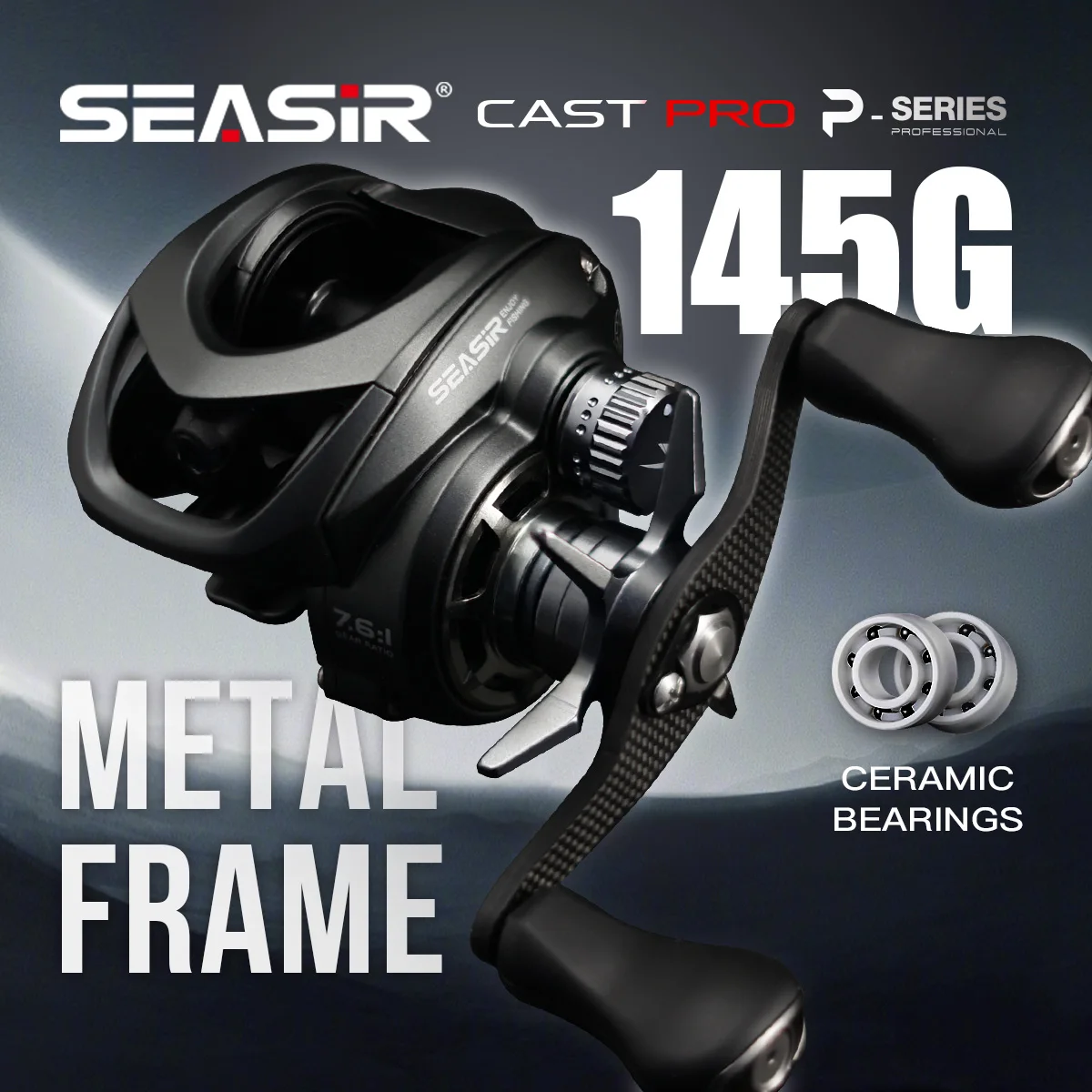 mulinello-da-pesca-seasir-p-series-cast-pro-baitcasting-145g-bfs-telaio-in-metallo-ultraleggero-2-cuscinetti-in-ceramica-rondelle-in-fibra-di-carbonio-76-1