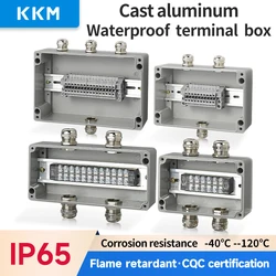Wiring terminal box With Cable Glands Cast aluminium Outdoor Indoor Wire junction Box Electric Enclosure Case TB  Waterproof