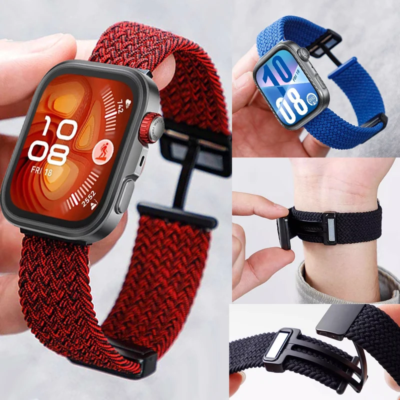 Geflochtene Solo Loop für Huawei Watch Fit 4 Pro Band Magnetisches Nylon-Handgelenk-Armband für Huawei Watch Fit 3 4 Sportarmband Correa