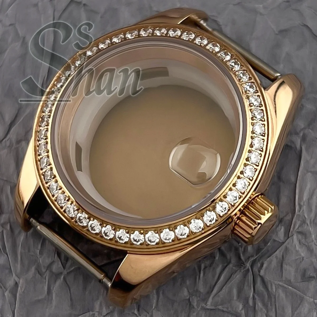 

28mm ladies case sapphire crystal glass groove/bevel/circle/diamond fixed bezel is suitable for NH05 NH06 movement accessories.