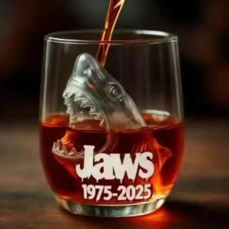 Taza de cristal de tiburón 3D, copa de vino sin tallo, divertida taza de agua transparente para cerveza, whisky, cóctel, decoración del hogar, regalo, accesorio para beber