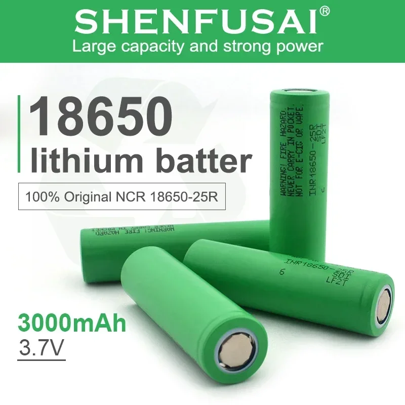 18650 lithium ion rechargeable battery, 20R, 3.7V, 3000mAh, 20A discharge, suitable for e-cigarettes, electric tools, etc