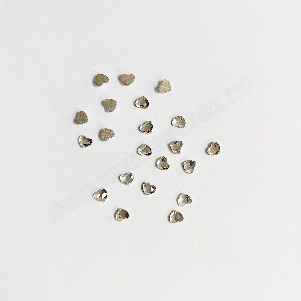 20/50pcs Crystal Heart Tooth Gem 3x3mm Flat Back Rhinestones Dental Jewelry Stone