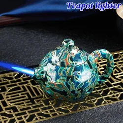 Creativity Turn The Kettle Jet Gas Lighter Fun Rotating Decompression Turbine Torch Lighter for Men's Gift Cigarette Accessories