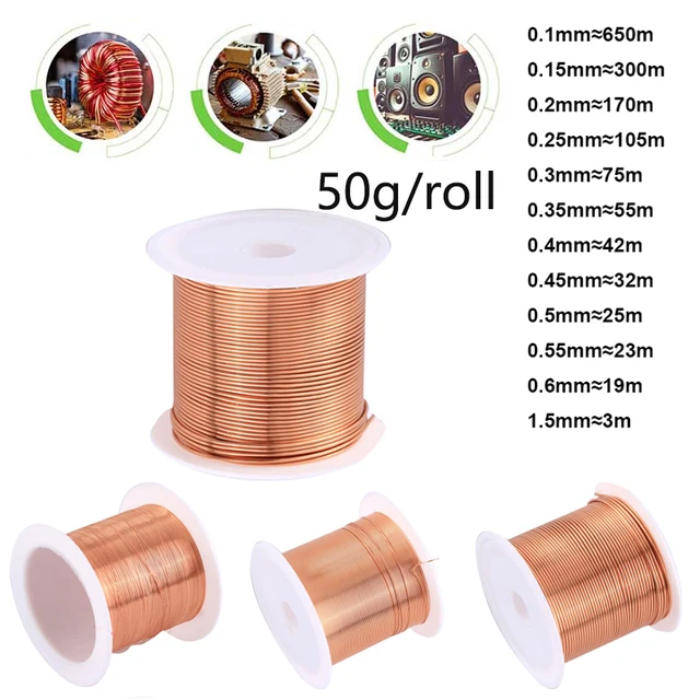 1 rolka 50g drut miedziany drut miedziany 0,1 ~ 1,5 mm kabel drut miedziany drut magnetyczny drut miedziany lakierowany drut emaliowany