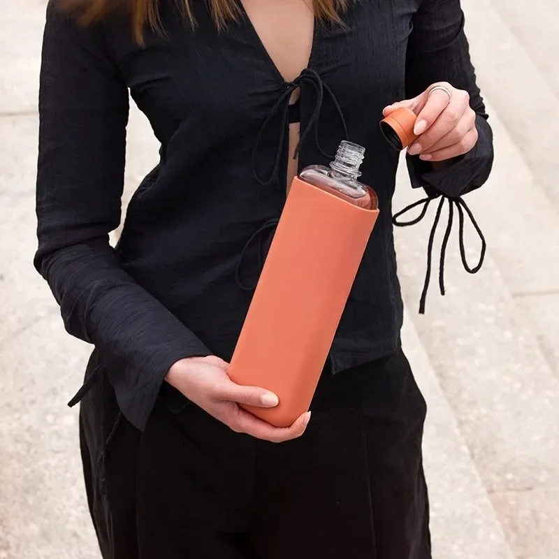 Containing silicone cover bottle cap creative flat kettle water bottle paper water cup