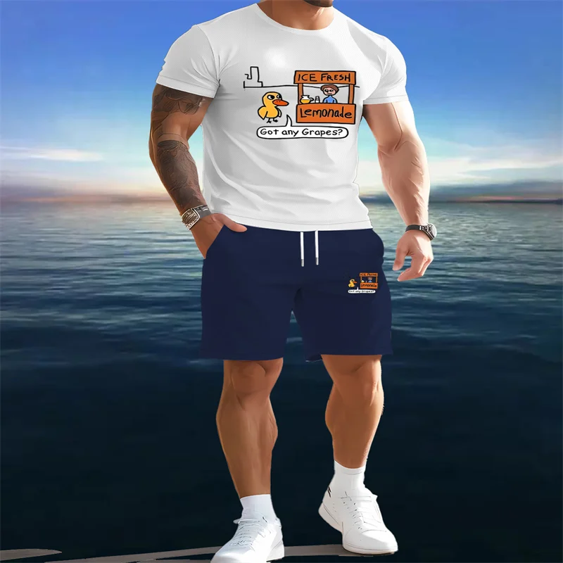 2025 Set sportivo da uomo estivo Girocollo T-shirt a maniche corte e pantaloncini sportivi con coulisse Set Set sportivo da strada casual da 2 pezzi