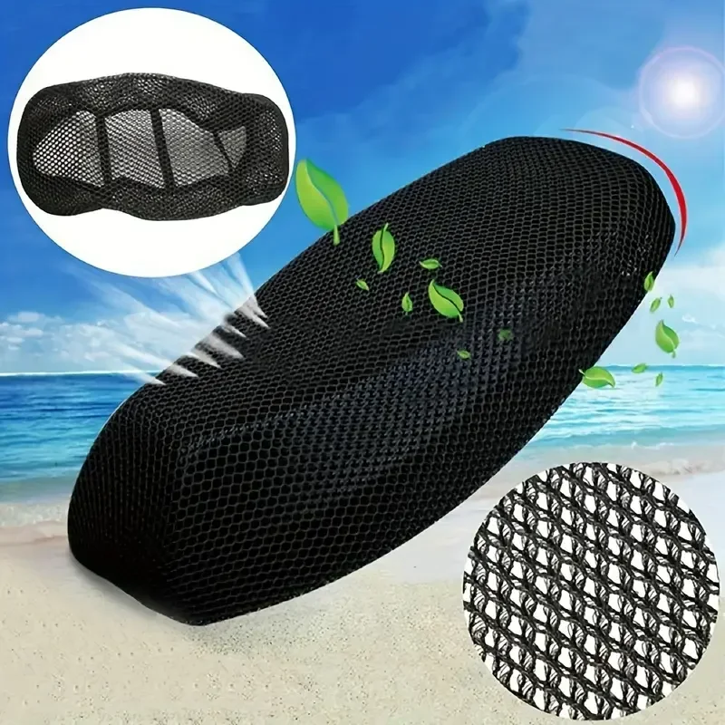 Motorcycle 3D Mesh Fabric Anti-skid Pad Scooter Seat Electric Bike Seat Cover Summer Breathable Covers Cushion Net Cover