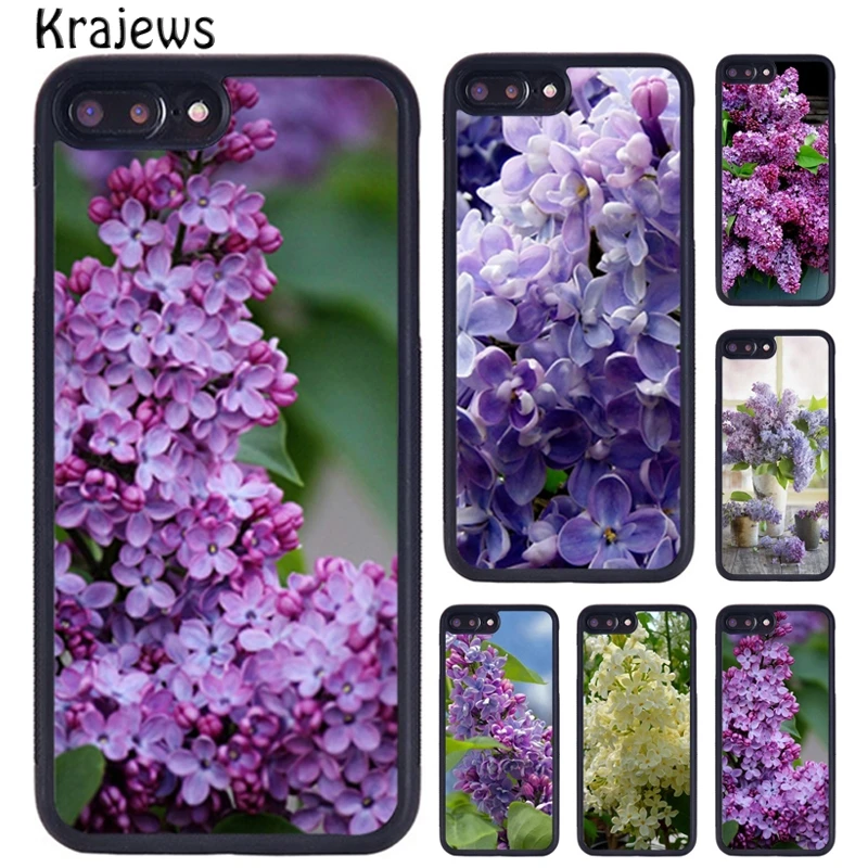 Krajews White Purple Lilacs Flower Phone Case For iPhone 16 15 14 X XR XS 11 12 mini 13 Pro MAX Plus cover shell coque