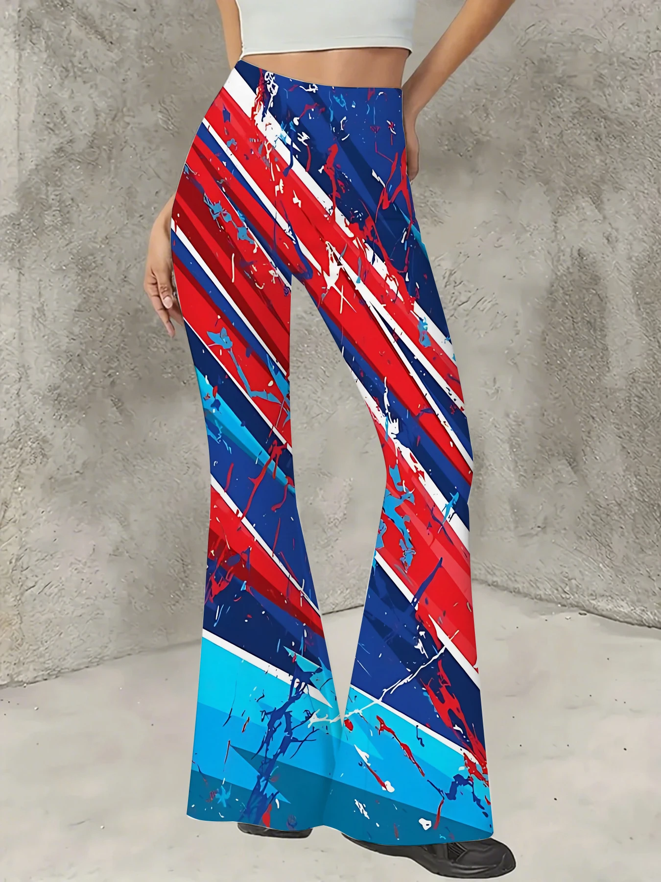 

Women's All-Over Print Flared Leggings Stretchy High Waist Bell Bottom Pants