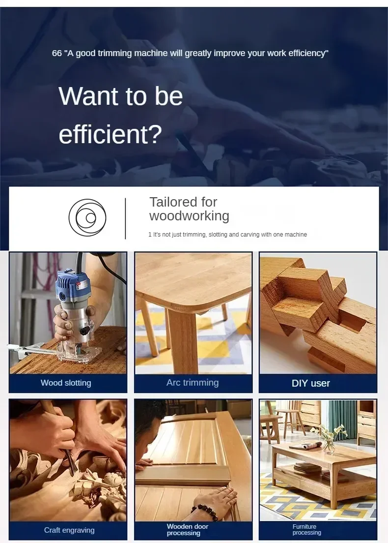 220V Multi-functional Electric Trimmer for Woodworking, Groove Carving and Engraving