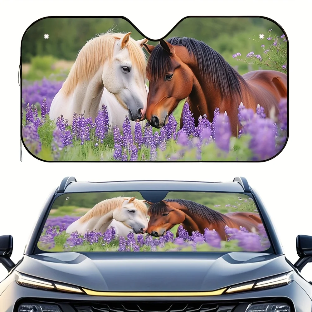 1 parasol para coche Palomino Bay Horse Flowers, protector solar eficiente para viajes de negocios, accesorio elegante para vehículo de tamaño universal