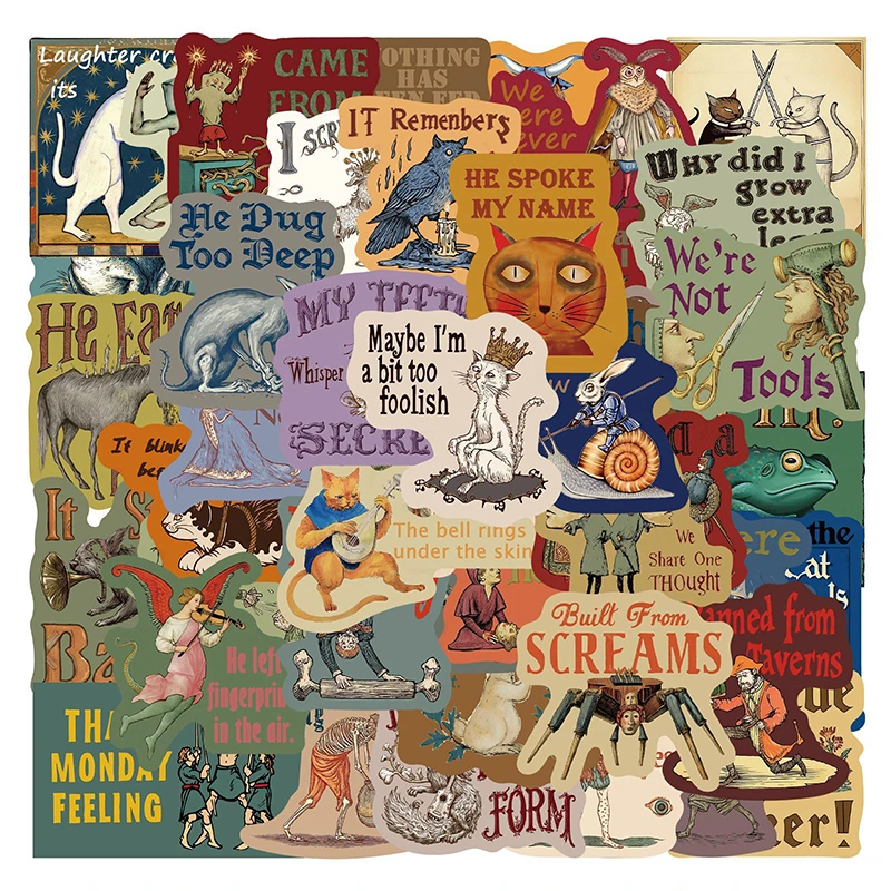 

50PCS Mysterious Medieval Abstract Stickers Graffiti Luggage Notebook Stationery Skateboard Bicycle Motorcycle Decoration Decals