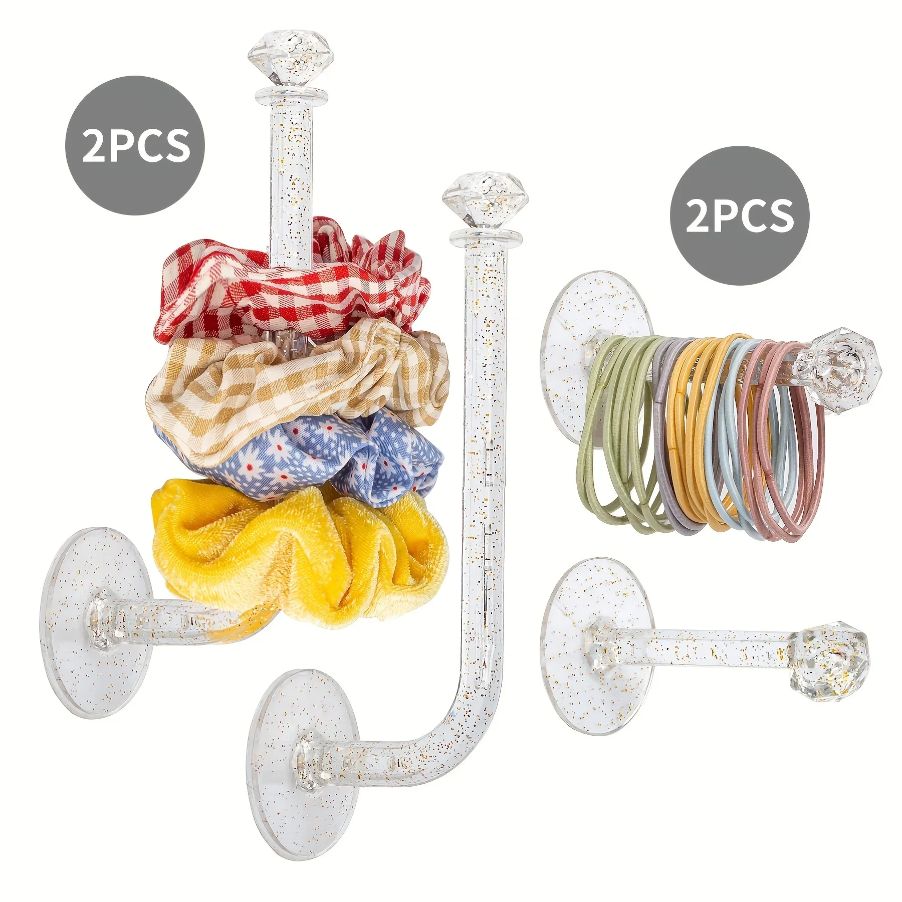 4 قطع من حامل عصابة الرأس، حامل منظم Scrunchie، رف تخزين منظم لإكسسوارات الشعر لعصابة الرأس وربطات الشعر، شفاف #3