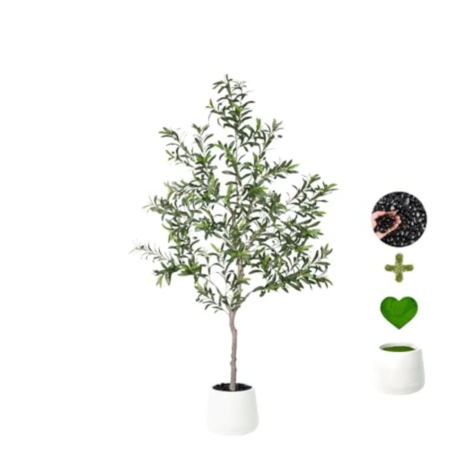 

Искусственные оливковые деревья для помещений, имитация оливкового дерева в белом кашпо, искусственные растения с реалистичными плодами для дома, офиса, конференц-зала