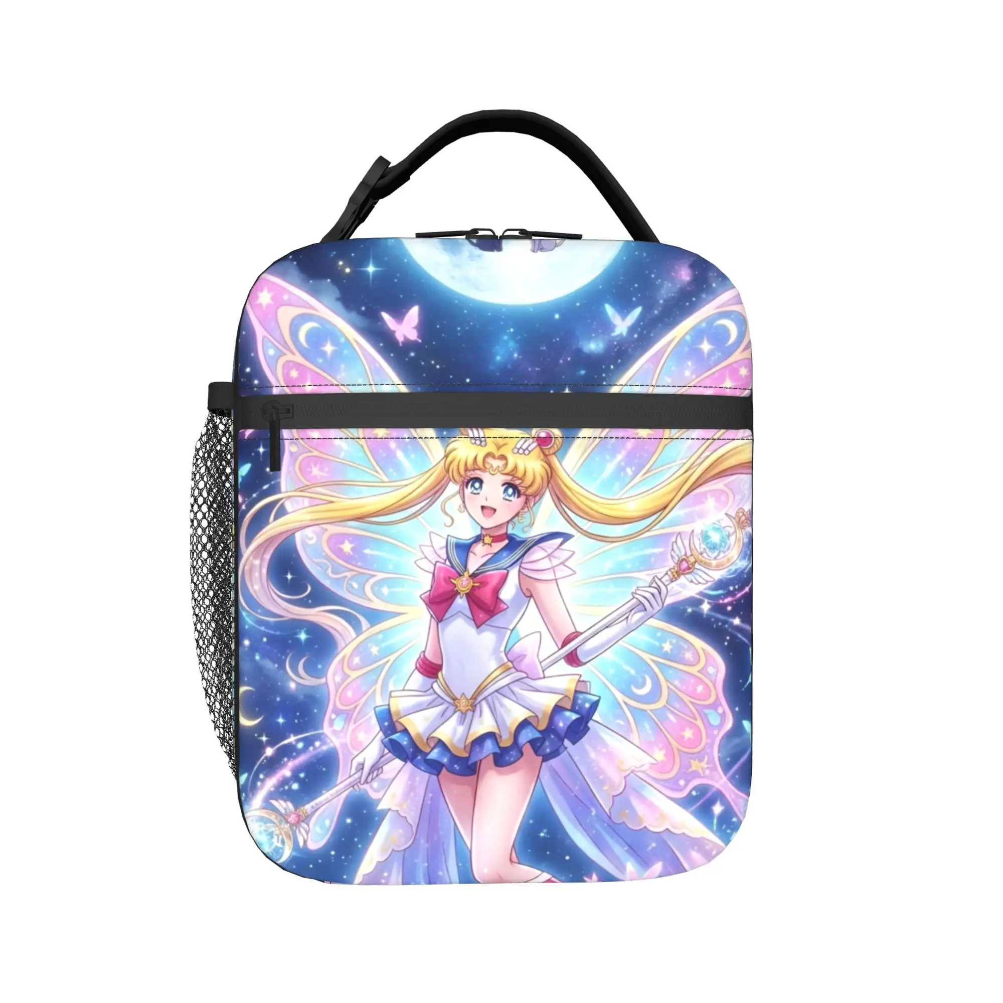 Custom S-Sailors Moons Portable Lunch Box Leakproof Anime Cartoon Thermal Cooler Food Insulated Lunch Bag School Student