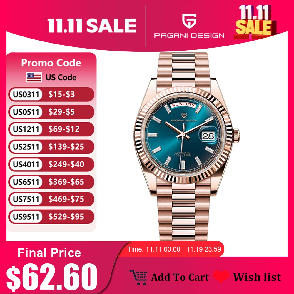 2025 New PAGANI DESIGN Luxury Men Mechanical Watches Rose Gold Automatic Watch For Men AR Sapphire Mirror Sports Clock Man Gifts