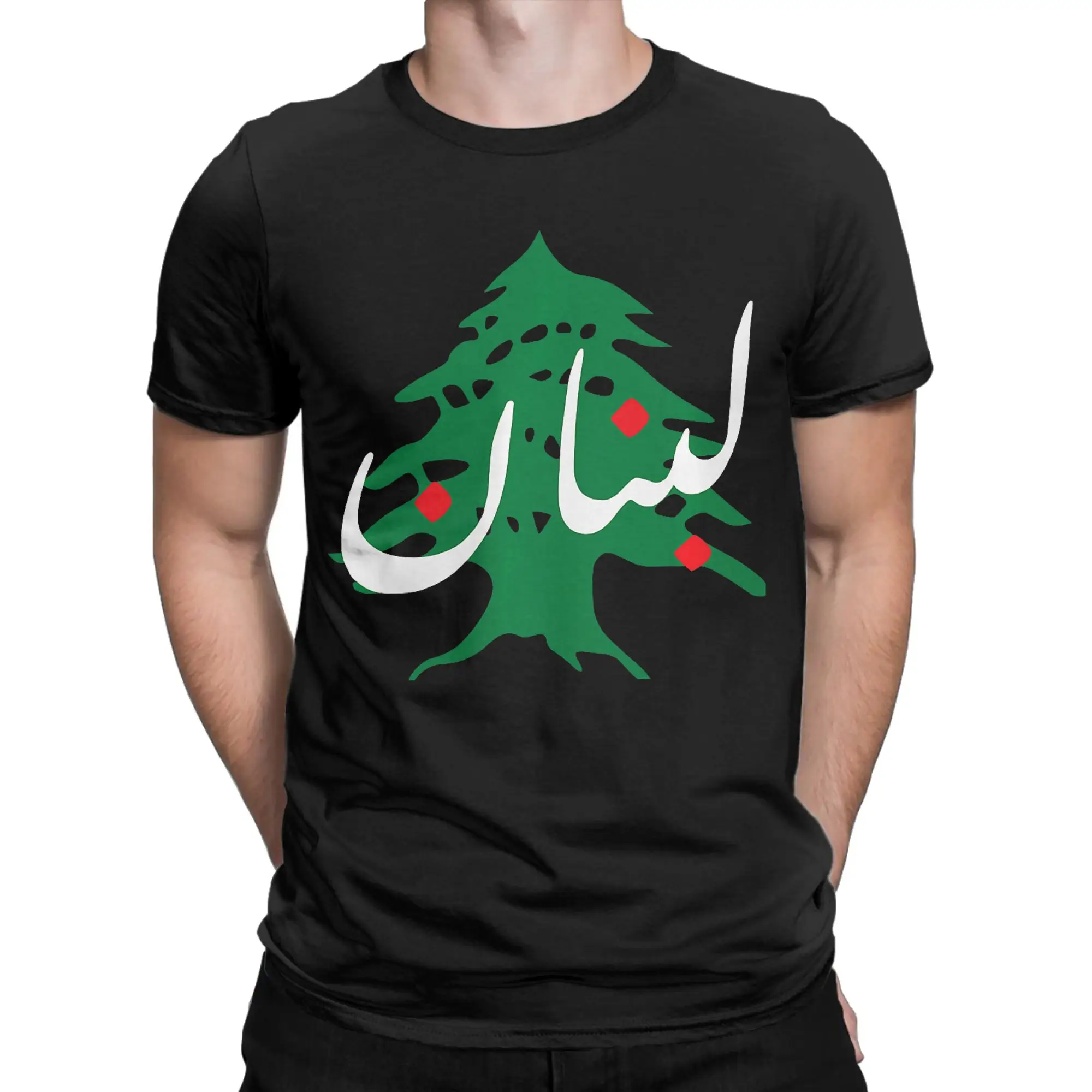 Novelty Lebanon Flag Map T-Shirts for Men Round Neck 100% Cotton T Shirt  Short Sleeve Tees Plus Size Clothes