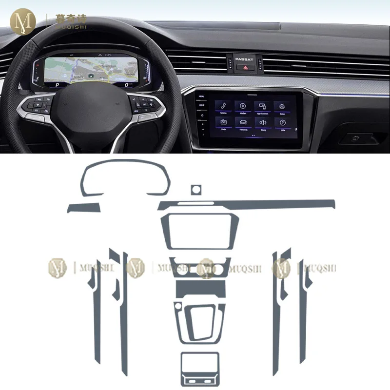 MUQSHI Pre cutting car Interior PPF paint protection film console transparent/matte TPU For Volkswagen Passat B8 Variant 18-2022