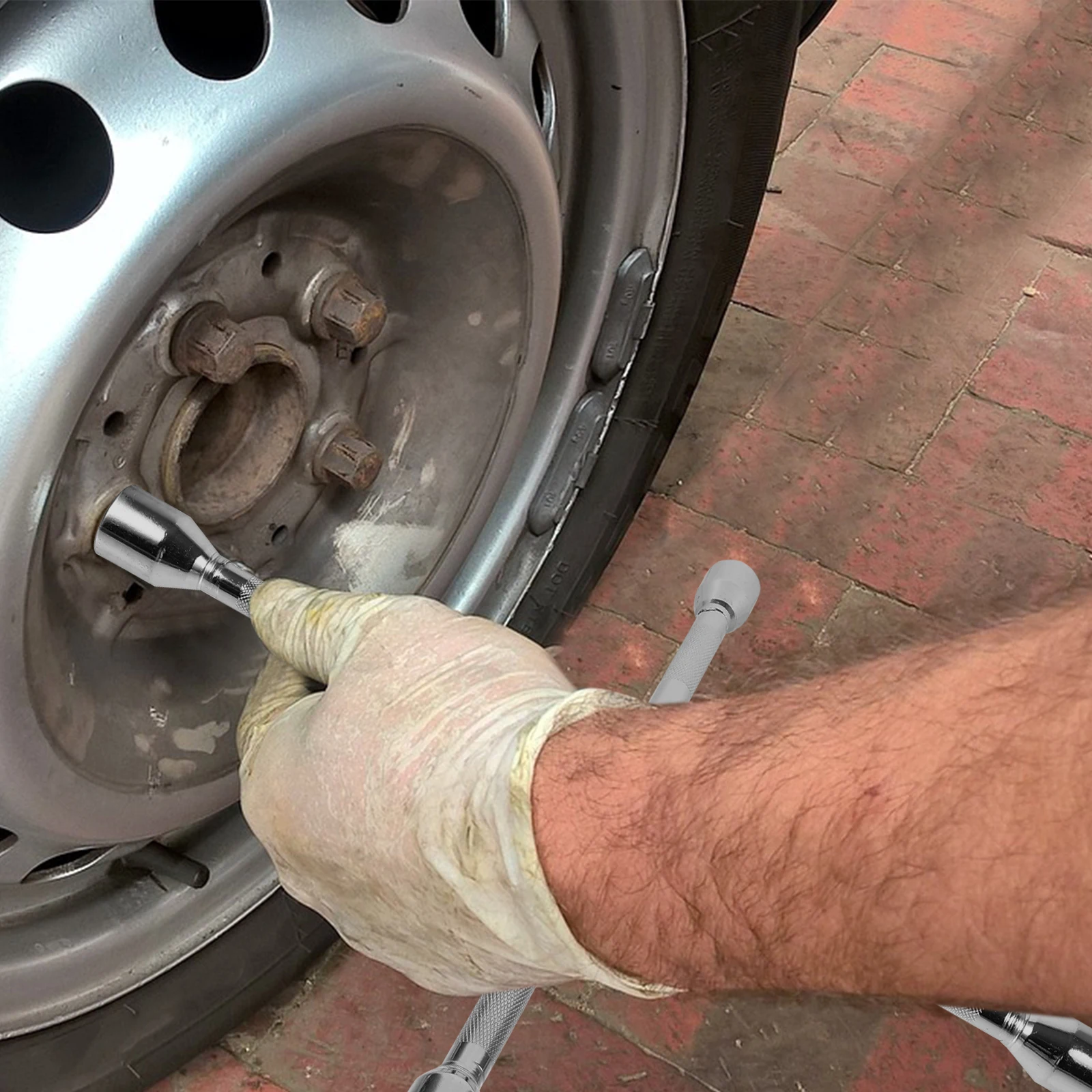 Automotive Sleeve Wrench High Carbon Steel Durable Cross Socket Tire Tool 17-19-21-23mm Lug Wrench Heavy Duty Tire Repair