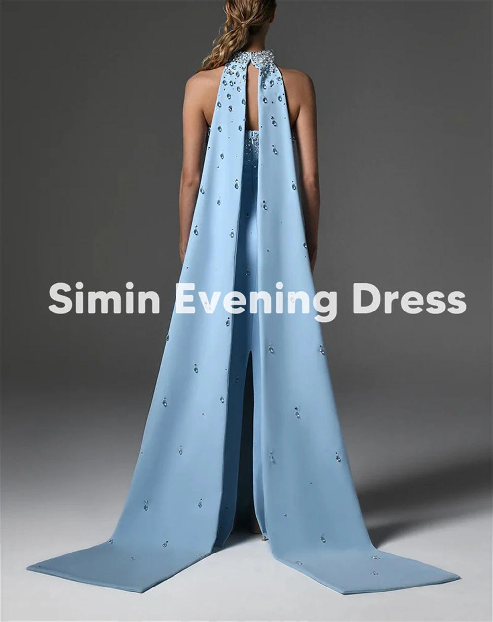 فساتين سهرة سعودية بحورية البحر بدون حمالات كريستال للنساء من Simin بدون أكمام مع أشرطة رسن بطول الأرض فساتين أنيقة 2025