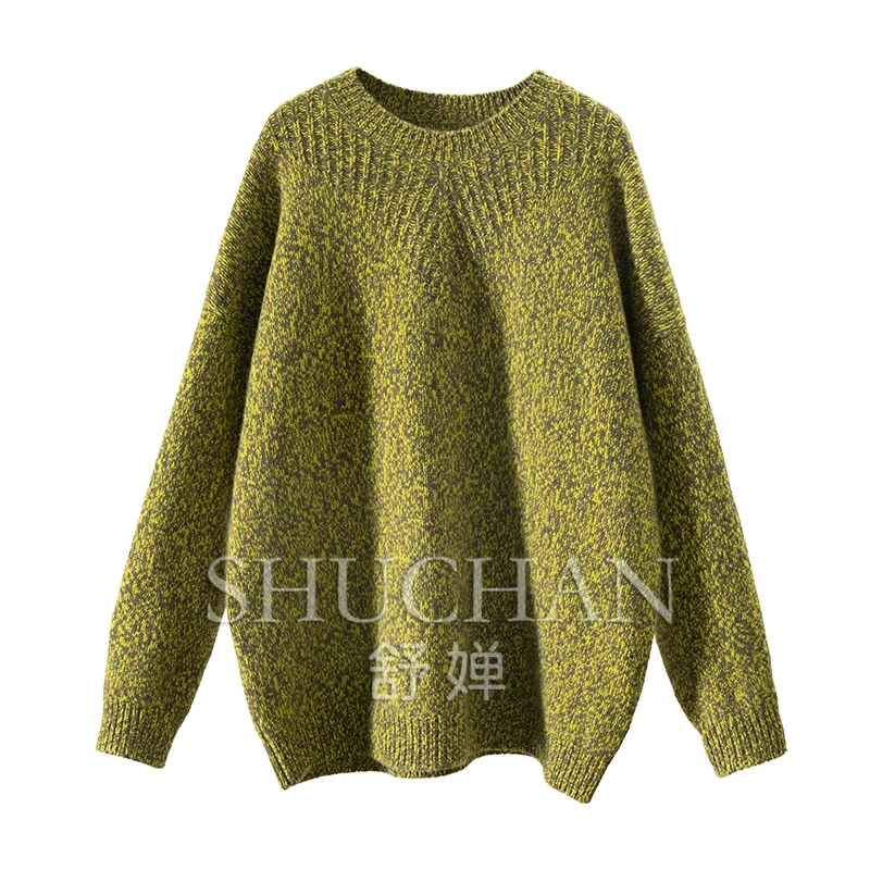 

Warm Luxury 100 Cashmere Double-sided Woven Crew Neck Sweater Women Casacos De Inverno Feminino Winter Clothes Women