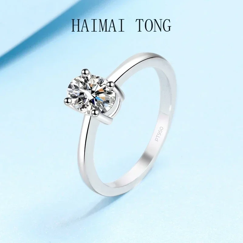 New Style Female PT950 Platinum Wedding Band for Women VVS1 D Color 1CT Pigeon Egg Shape Moissanite Diamond Luxury Fitting Party