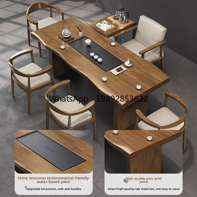DF Tea Room Solid Wood Office Reception Large Table Brewing Living Room
