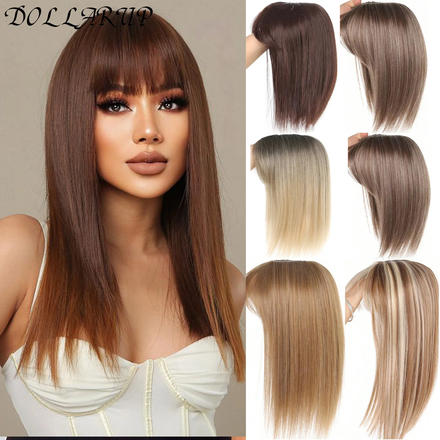 

3D Bangs Invisible Seamless Head Hair Water Ripple Hair Air Bangs Head Overhead Natural Invisible Replacement Cover White Hair