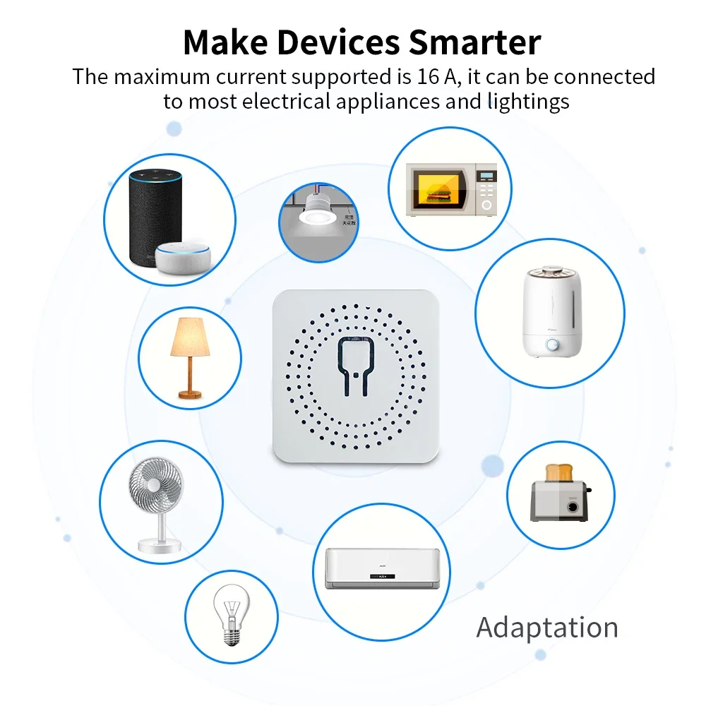 Tuya 16A MINI Wifi Switch DIY 1-way Remote Control Timer Relay Automation For Smart Life Work With Alexa Google Home Alice