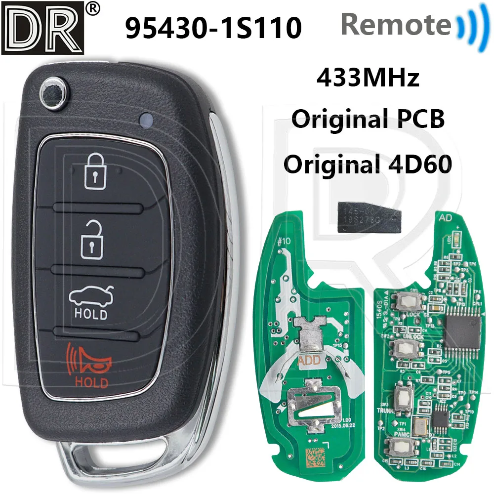 

Great 4D60 80Bit Or 4D70Chip 433MHz 95430-S1100 Original PCB Board HYN14R Flip Car Remote Control Key For Hyundai HB20 2016-2019