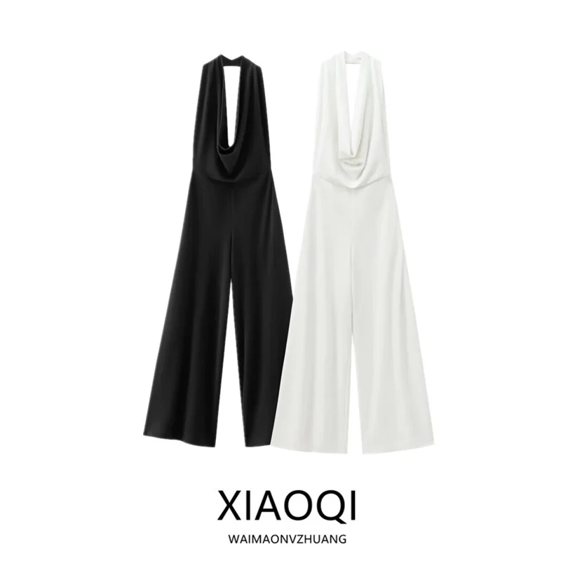 

Sexy Bal One-Piece Pants Ne Hanging Design Women's High Waist Long Pants Polyester Fabric Summer New Arrival