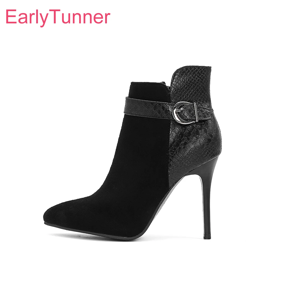 

Осенние брендовые новые гламурные черные, зеленые женские ботильоны, пикантные женские туфли на высоком каблуке для вечеринок, большие размеры 11,3, 45, 48