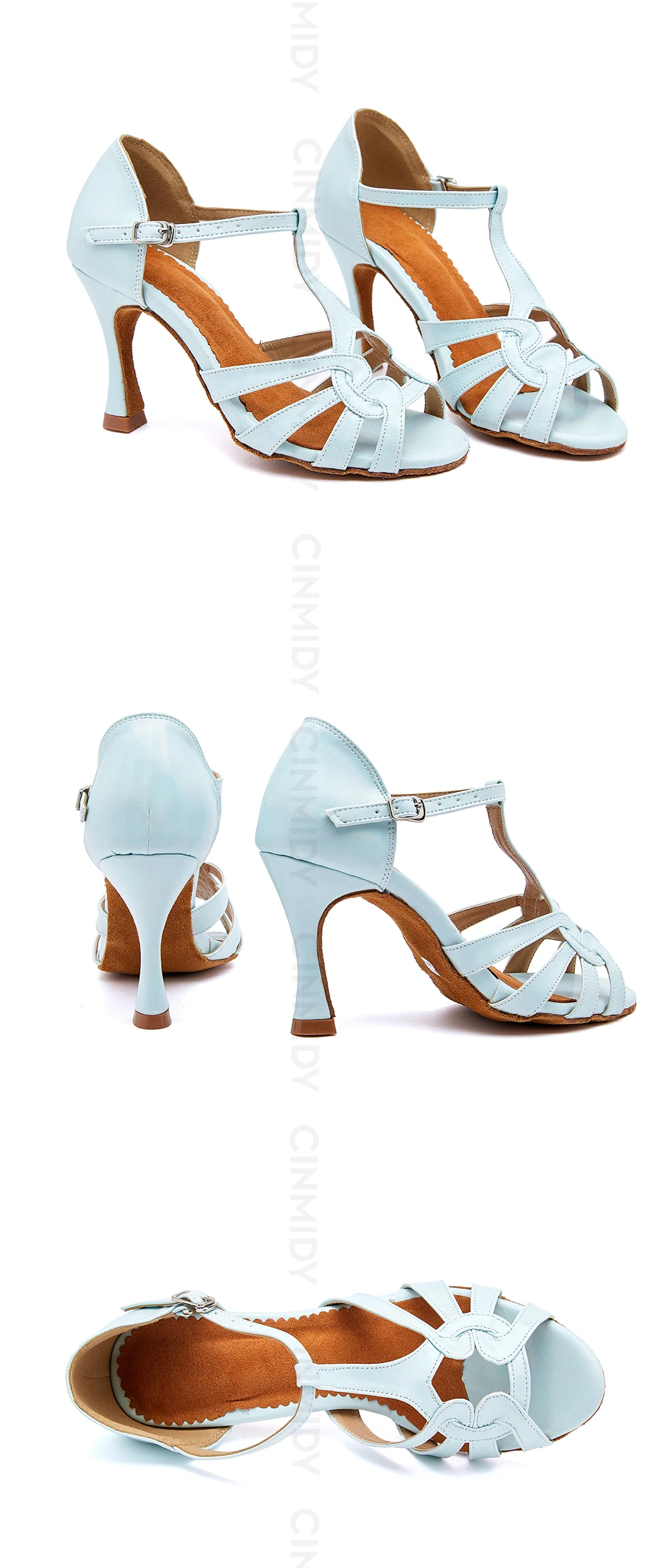 CINMIDY Damen Salsa Tanzschuhe Mädchen Latein Tanzschuhe Damen Partyschuhe Weiche Sohle Ballroom Tanzschuhe Hohe Absätze Kubanischer Absatz – Detail 10