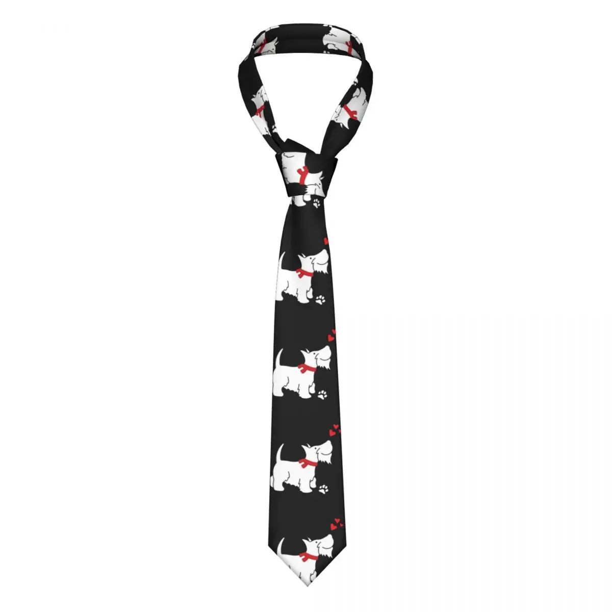 Classic Scottish Terrier Love Necktie for Men Personalized Silk Scottie Dog Party Neck Tie