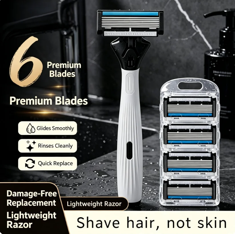 Six-Layer Manual Razor Heads Portable Men's Beard Shavers Durable Wholesale Household Use
