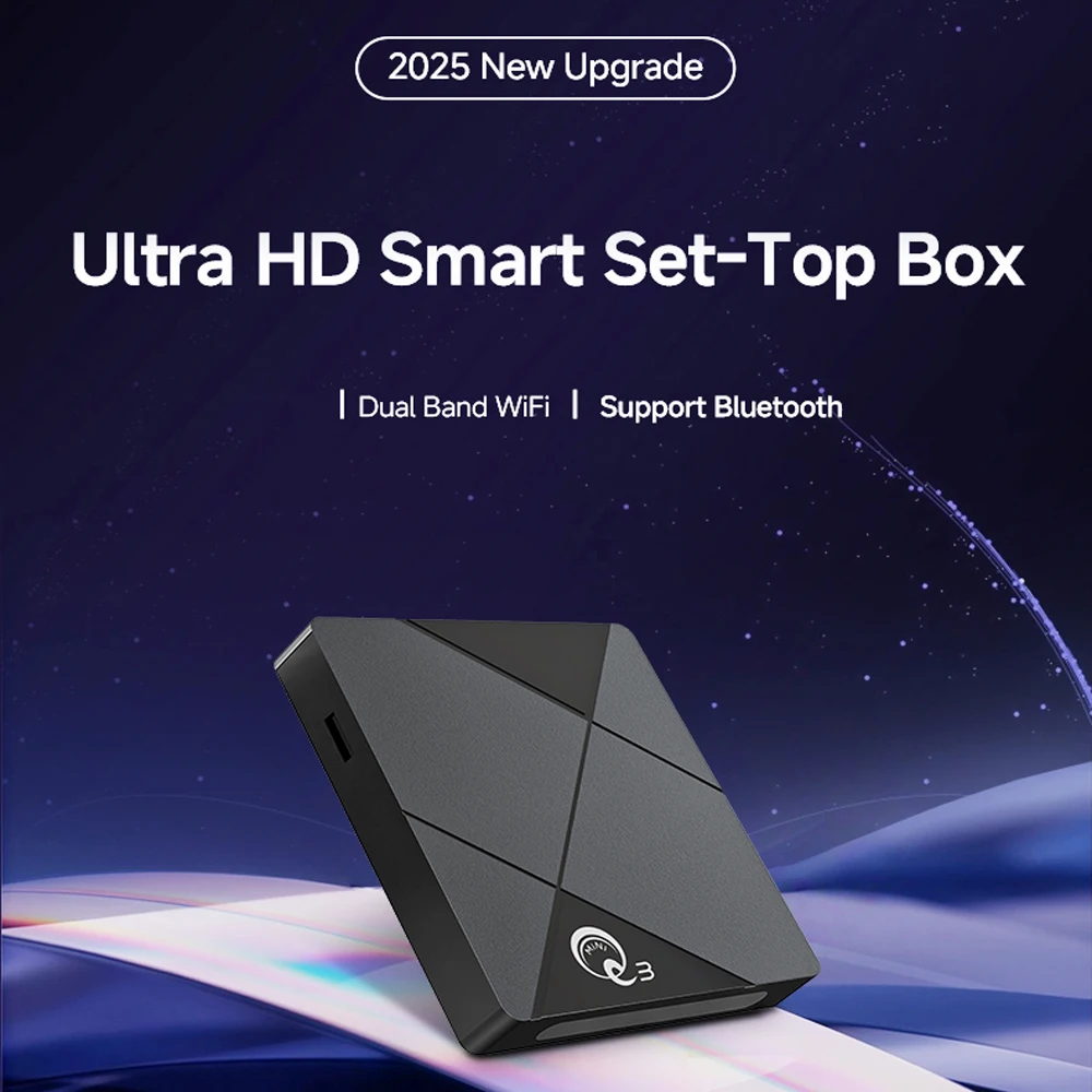 MINI Q3 Android TV Box يدعم 2.4G&5G Dual Wifi 4K Set Top Box Media Player 1GB 8GB