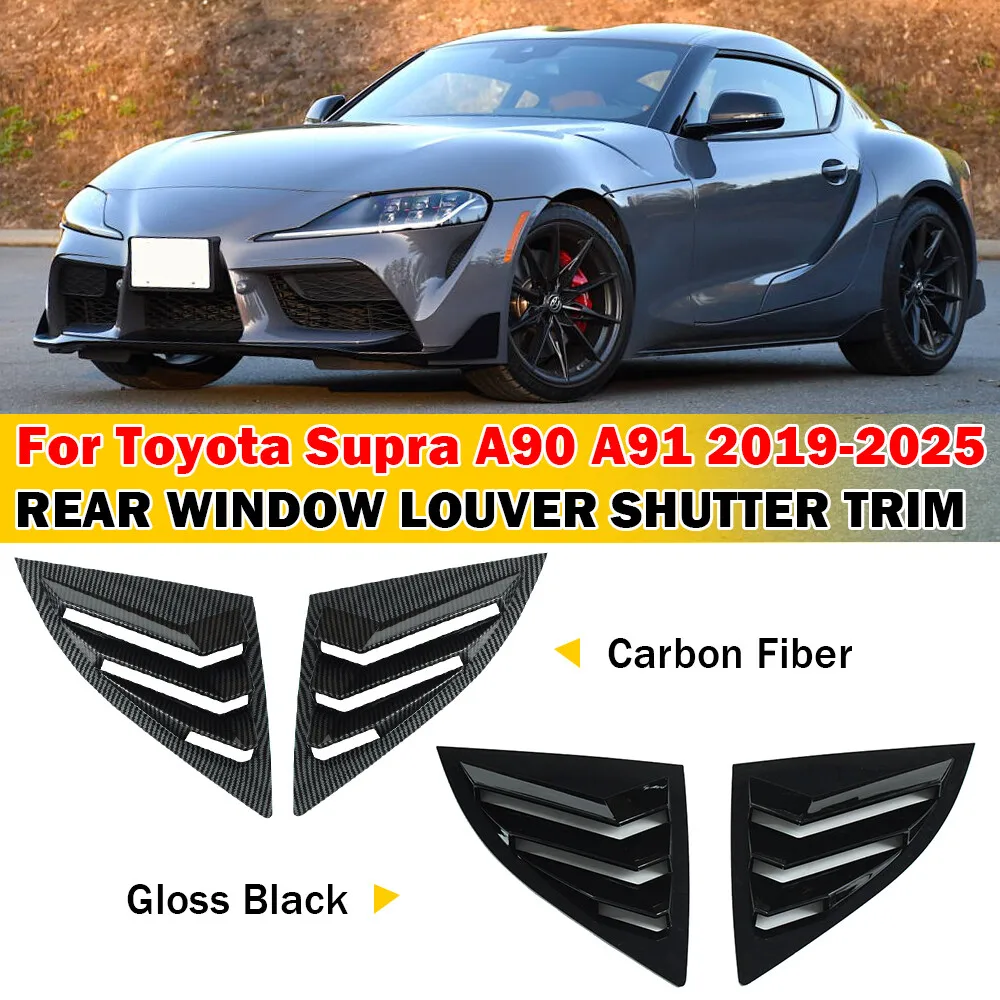 

For Toyota Supra A90 A91 2019-2025 Pair Car Rear Louver Window Side Shutter Cover Trim Sticker Vent Scoop ABS Carbon Accessories