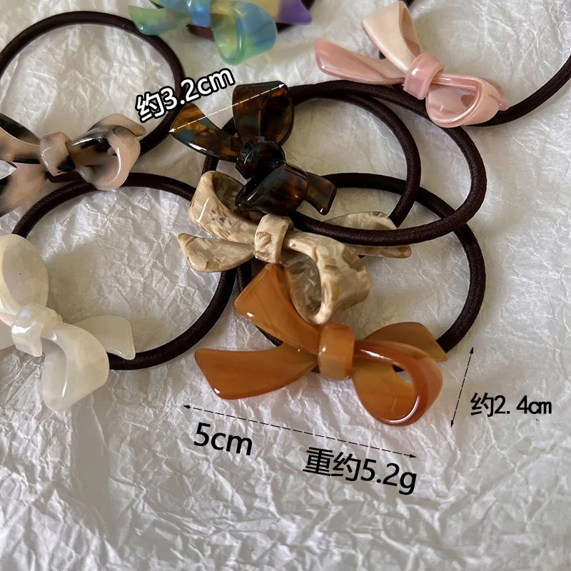 French Acetic Acid Bow Hair Circles Daily Basics High Elastic Tie Hair Band Sweet Korean Headwear